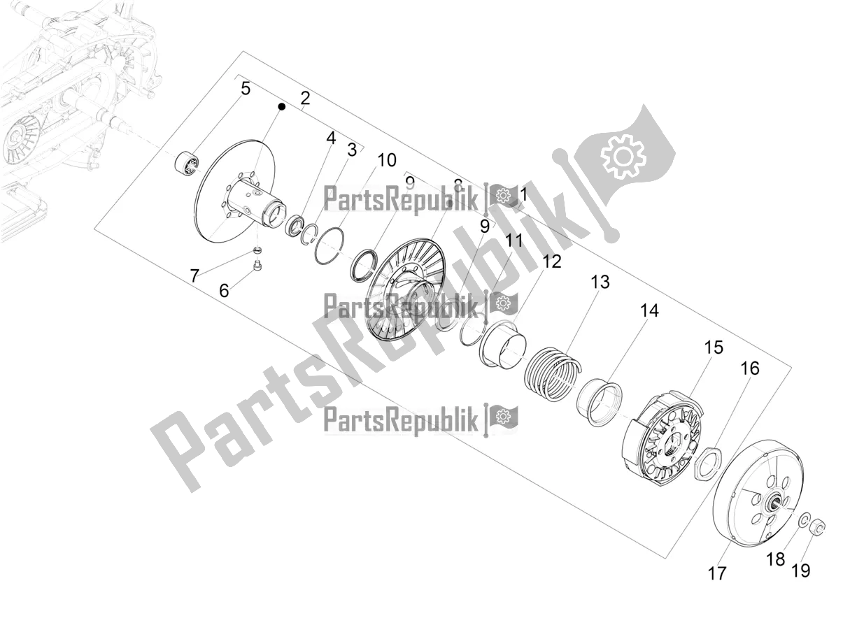 Toutes les pièces pour le Poulie Menée du Vespa GTV 300 HPE SEI Giorni IE ABS USA 2021