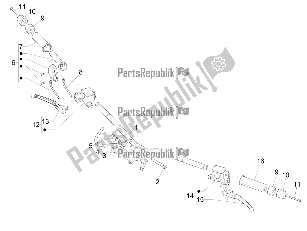 Todas las partes para Manillar - Master Cil. De Vespa GTV 300 HPE SEI Giorni IE ABS USA 2021