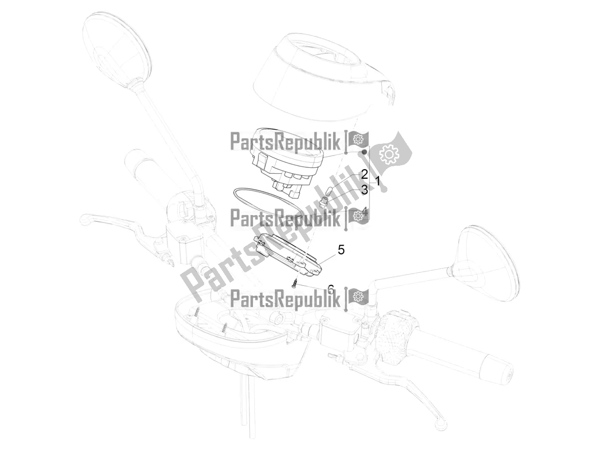 Todas las partes para Combinación De Medidor - Cruscotto de Vespa GTV 300 HPE SEI Giorni IE ABS USA 2021