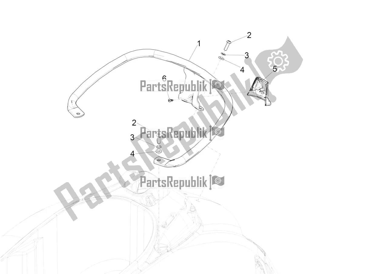 Todas las partes para Portaequipajes Trasero de Vespa GTV 300 HPE SEI Giorni IE ABS USA 2021