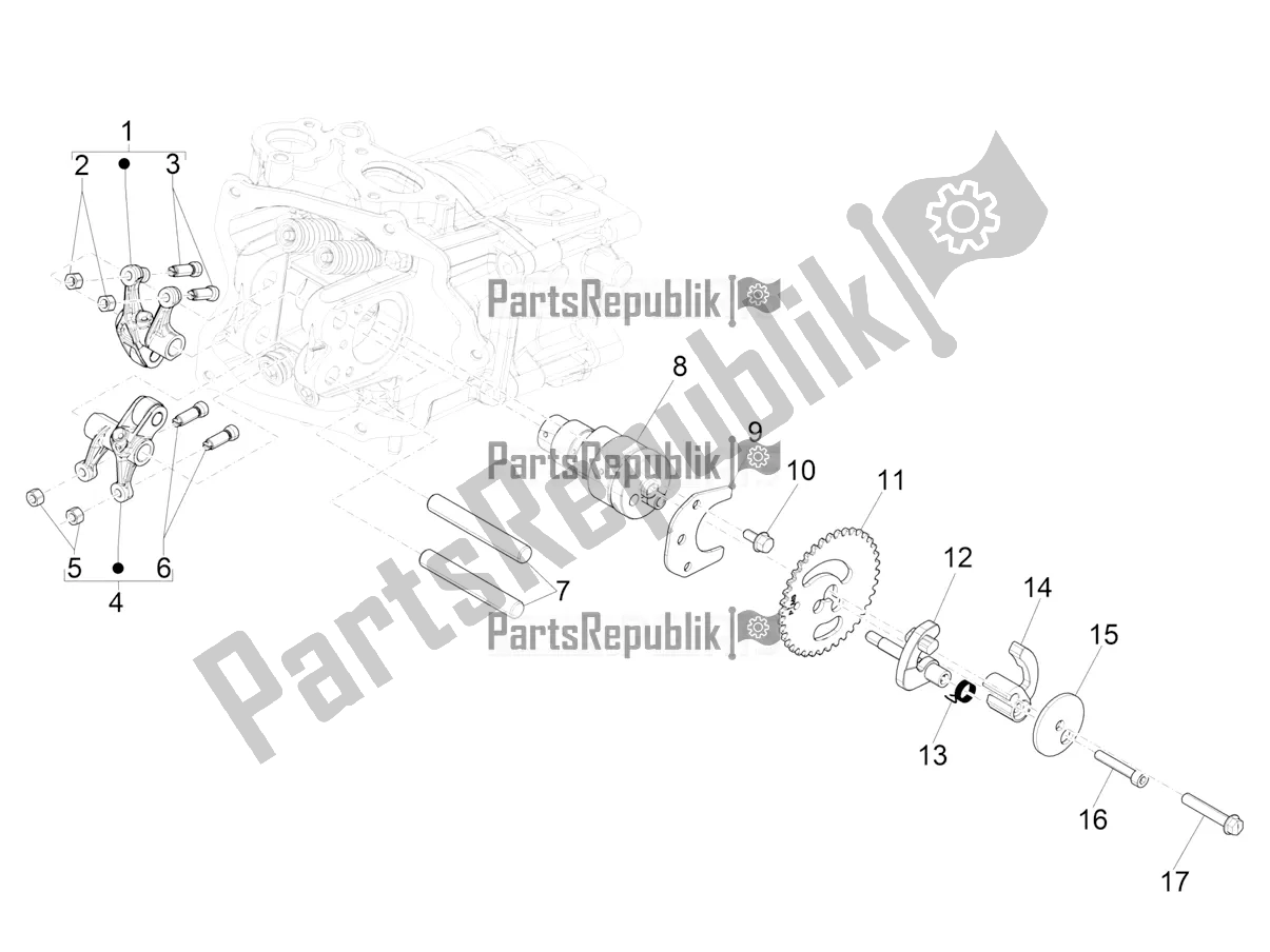 Todas las partes para Unidad De Soporte De Palancas Oscilantes de Vespa GTV 300 HPE SEI Giorni IE ABS USA 2021