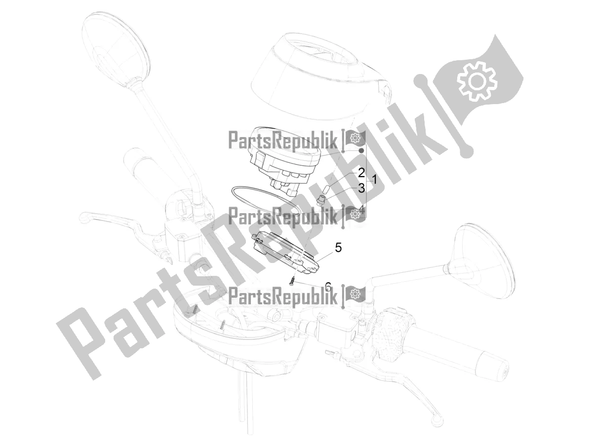 Todas las partes para Combinación De Medidor - Cruscotto de Vespa GTV 300 HPE SEI Giorni IE ABS USA 2022