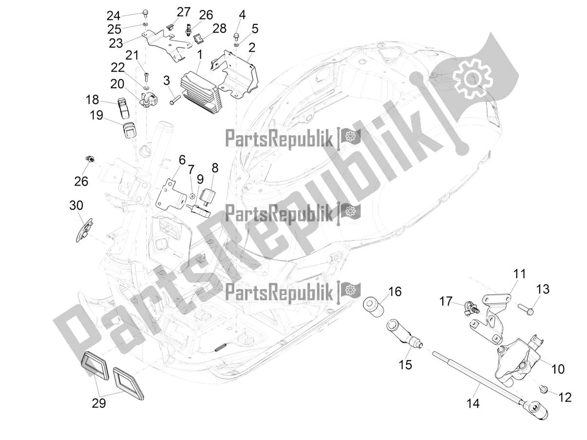 All parts for the Voltage Regulators - Electronic Control Units (ecu) - H. T. Coil of the Vespa GTV 300 HPE SEI Giorni IE ABS USA 2022