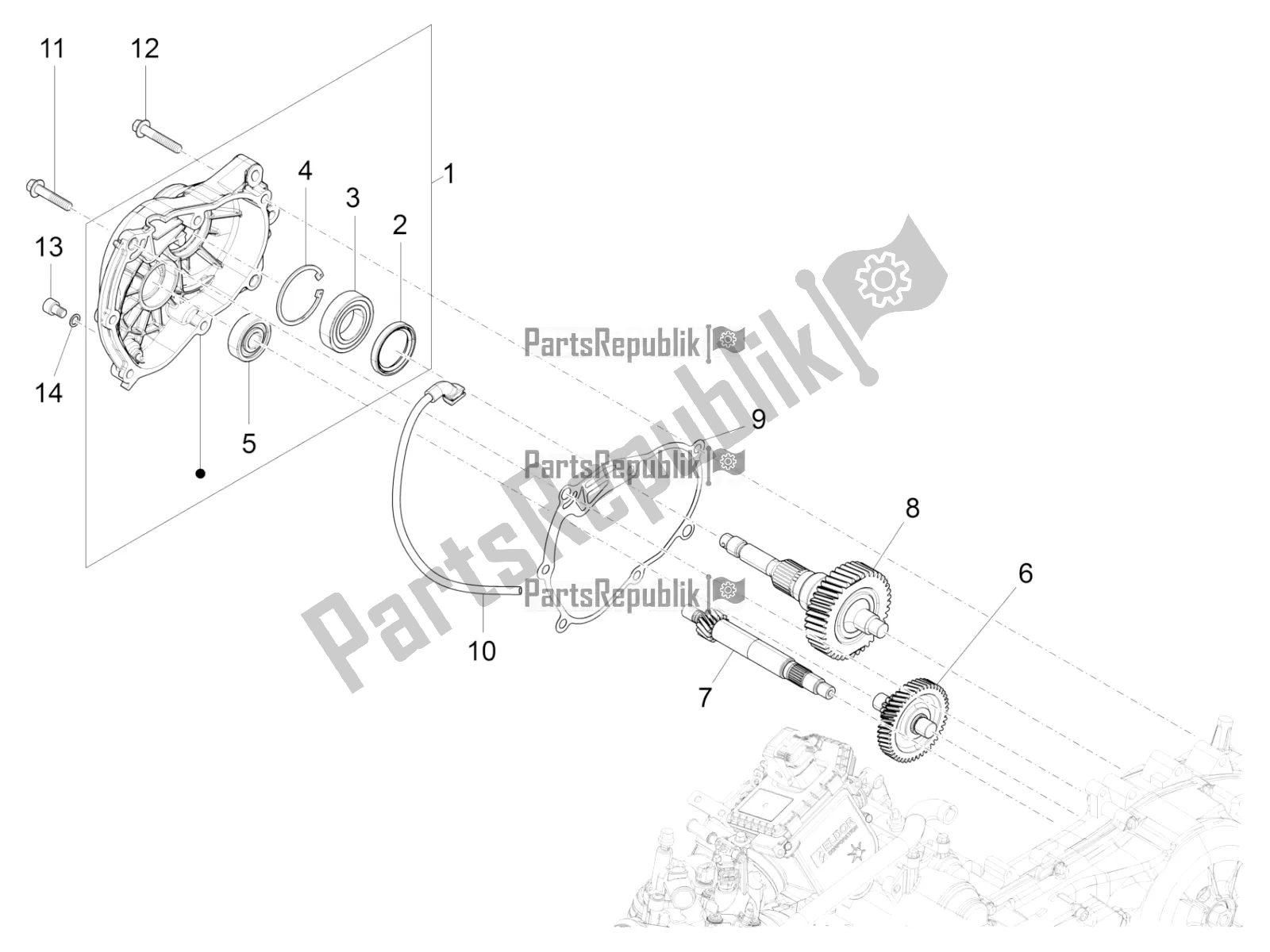 All parts for the Reduction Unit of the Vespa GTV 300 SEI Giorni IE ABS 2017