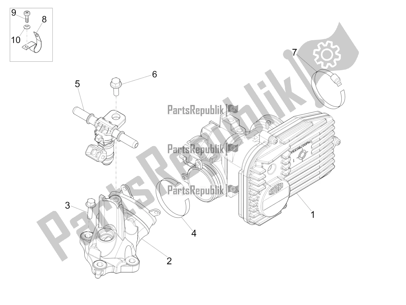 Todas las partes para Throttle Body - Injector - Induction Joint de Vespa GTV 300 SEI Giorni IE ABS 2017