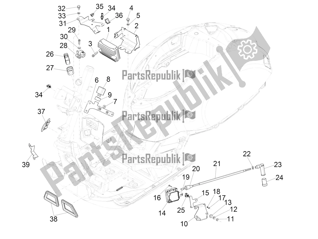All parts for the Voltage Regulators - Electronic Control Units (ecu) - H. T. Coil of the Vespa GTV 300 SEI Giorni IE ABS 2017