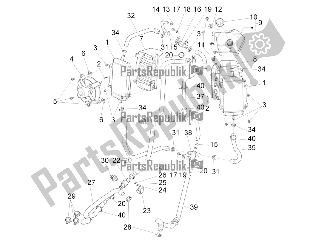 Toutes les pièces pour le Système De Refroidissement du Vespa GTV 300 SEI Giorni IE ABS USA 2017