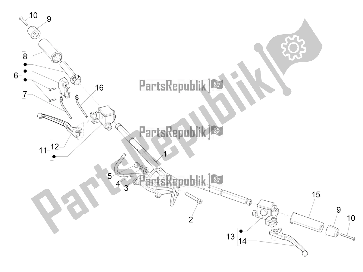 Tutte le parti per il Manubrio - Master Cil. Del Vespa GTV 300 SEI Giorni IE ABS USA 2017