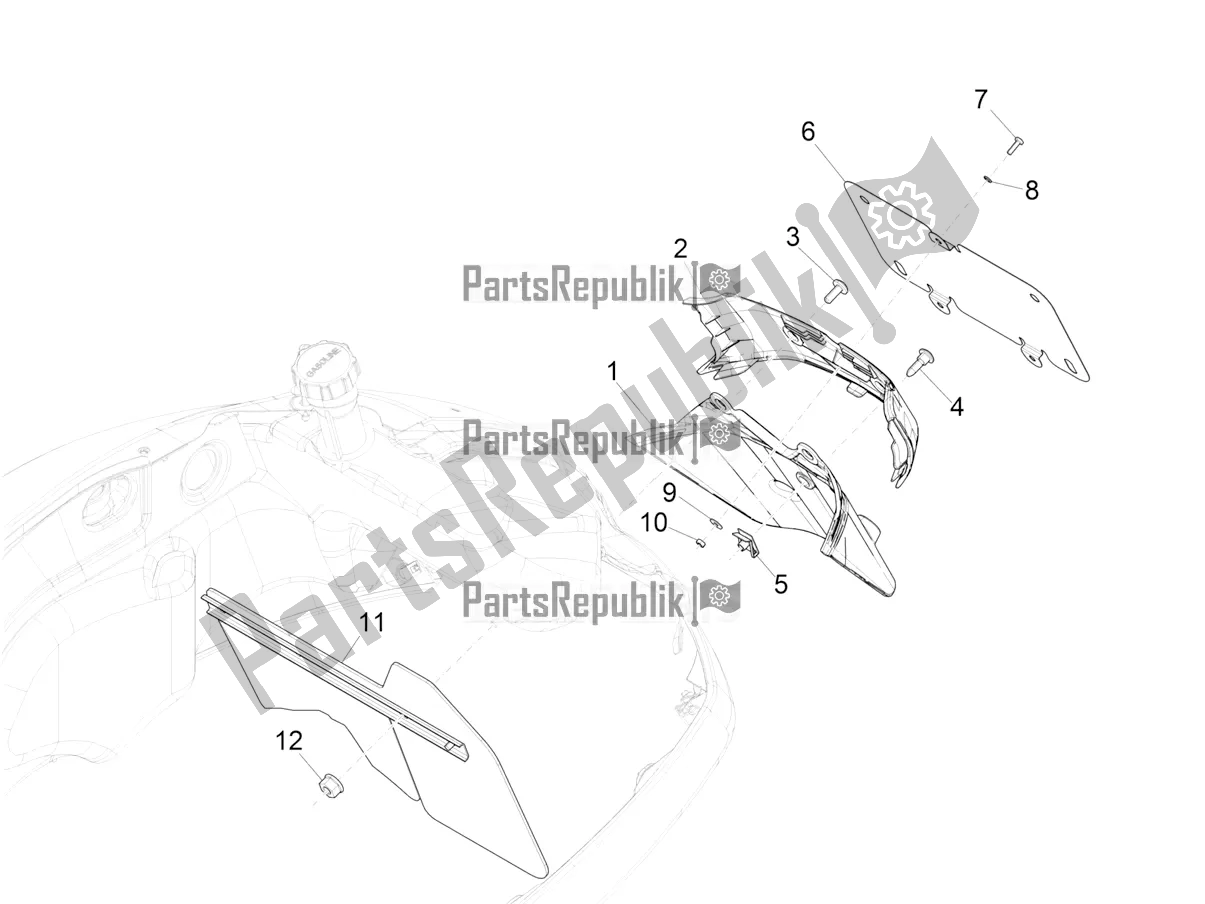 All parts for the Rear Cover - Splash Guard of the Vespa GTV 300 SEI Giorni IE ABS USA 2017