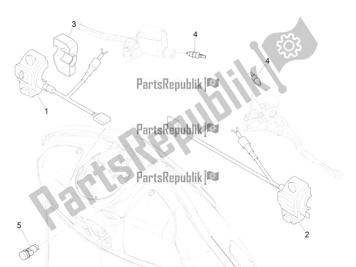 All parts for the Selectors - Switches - Buttons of the Vespa GTV 300 SEI Giorni IE ABS USA 2017