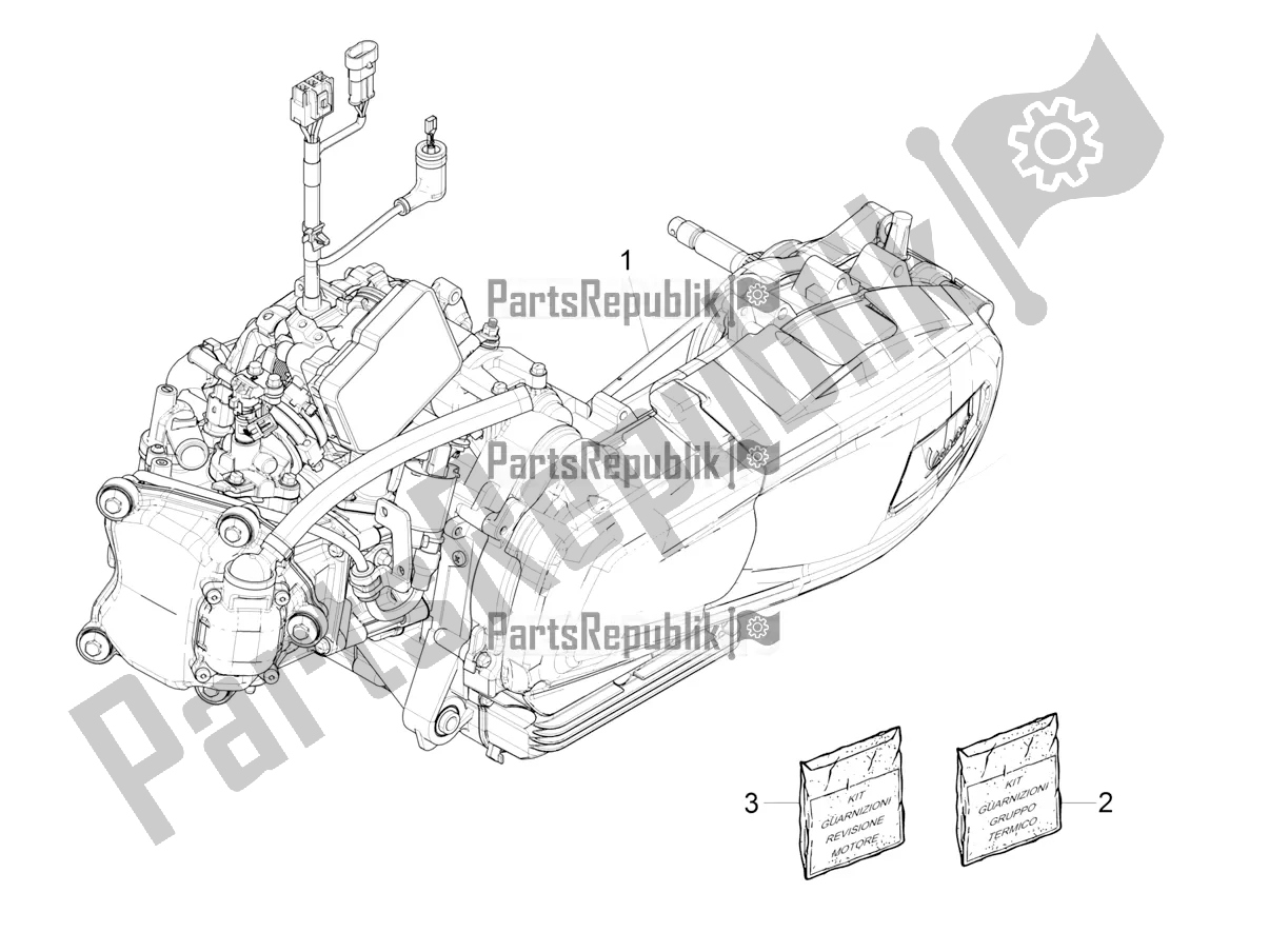 Todas as partes de Montagem De Motor do Vespa GTV 300 Seigiorni Apac 2021