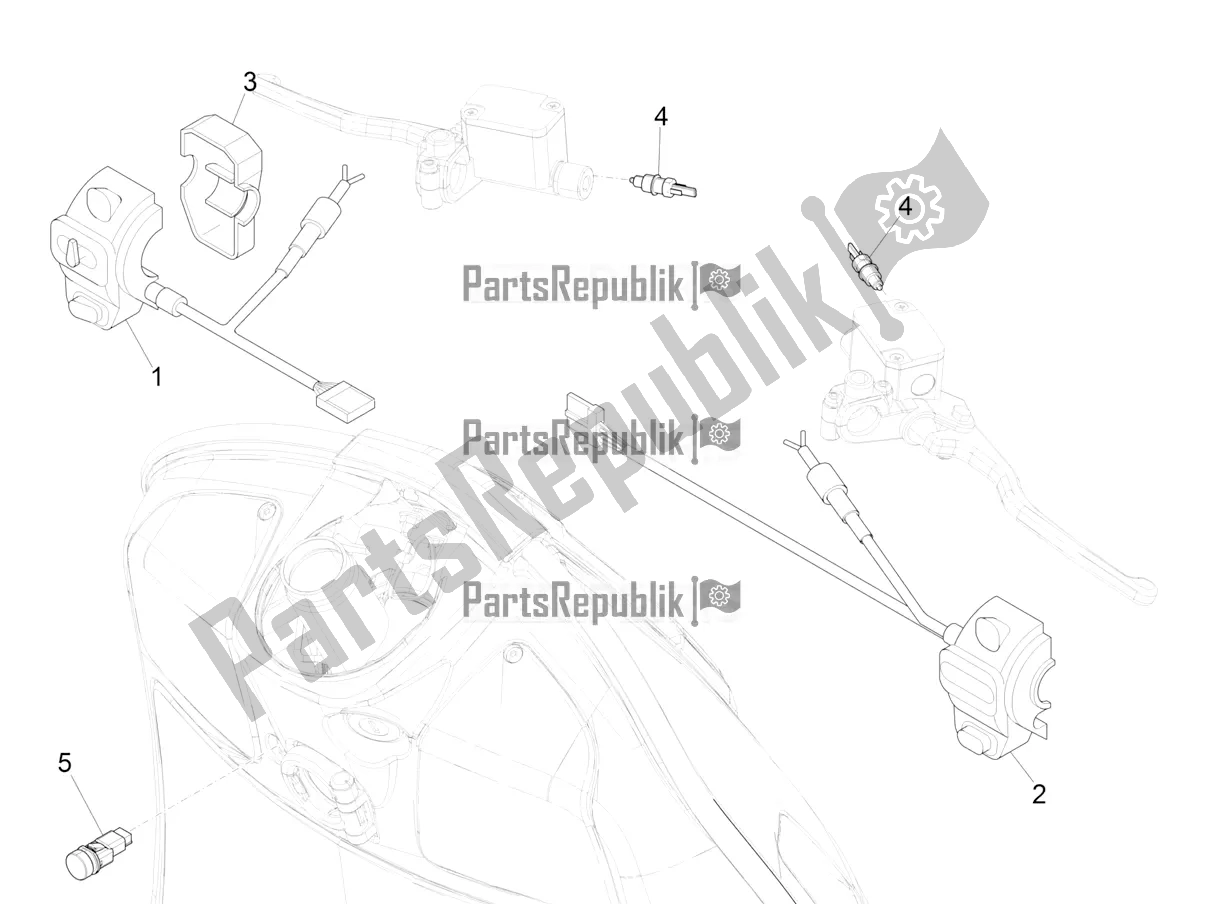 All parts for the Selectors - Switches - Buttons of the Vespa GTV 300 Seigiorni Apac 2021