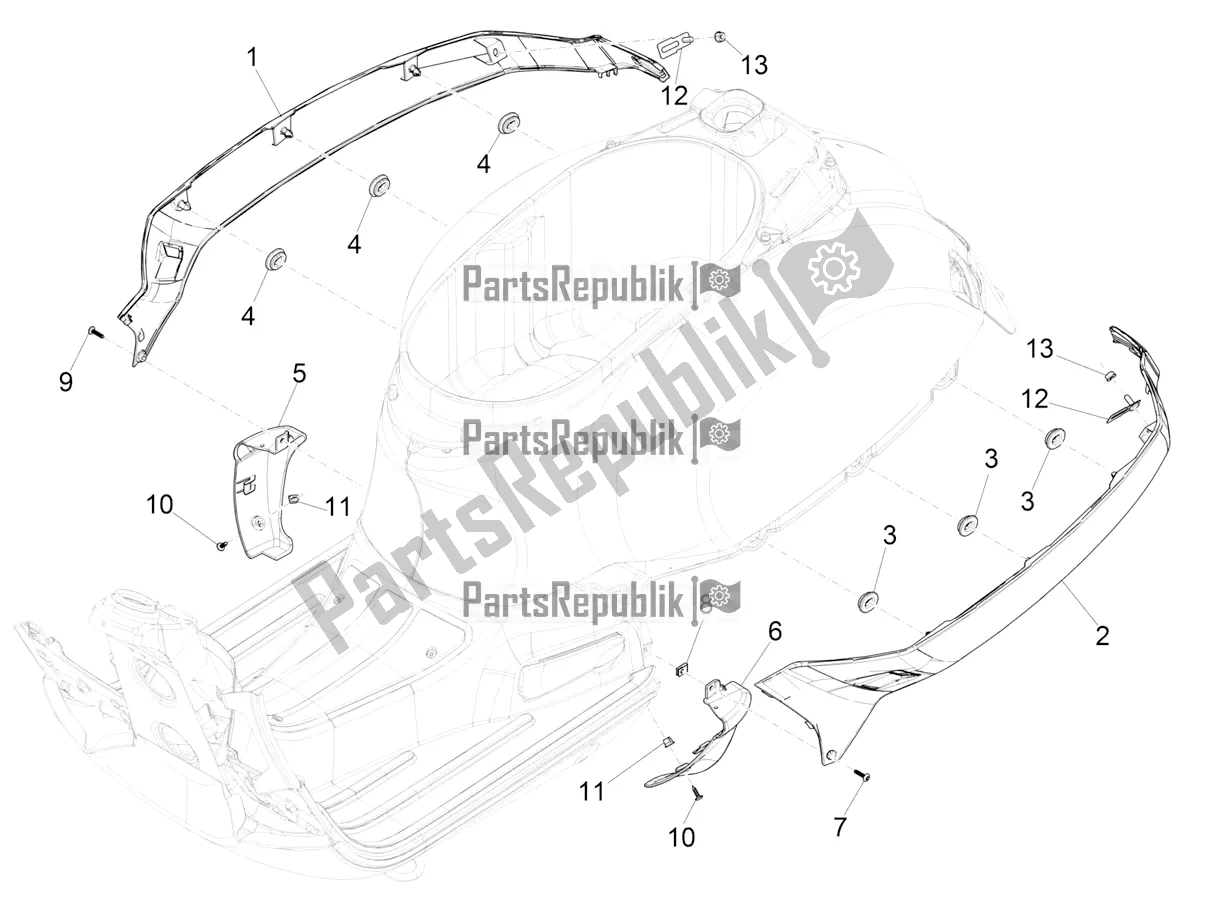 All parts for the Side Cover - Spoiler of the Vespa GTV 300 Seigiorni Apac 2021