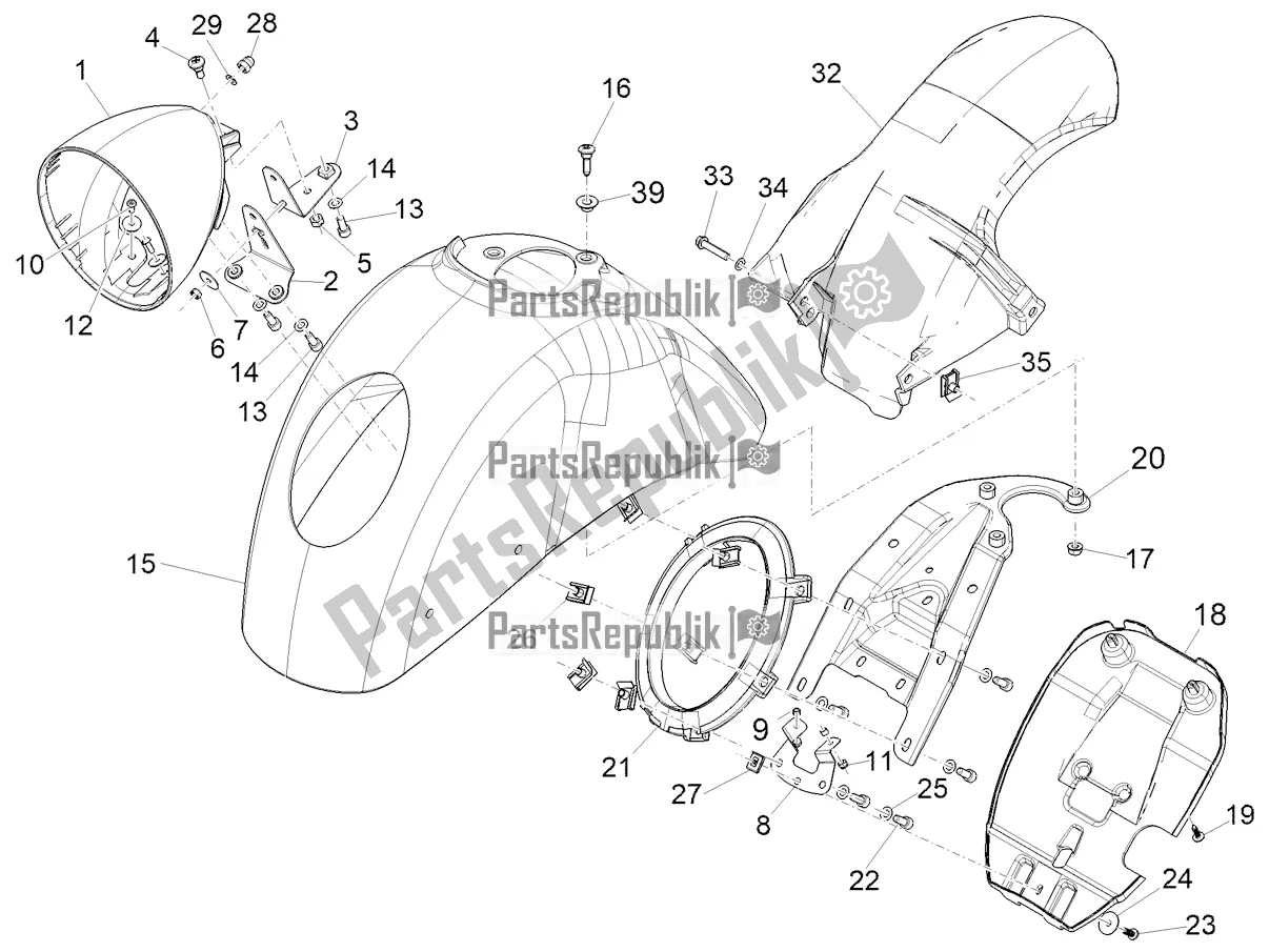 Todas las partes para Carcasa De La Rueda - Guardabarros de Vespa GTV 300 Seigiorni Apac 2021