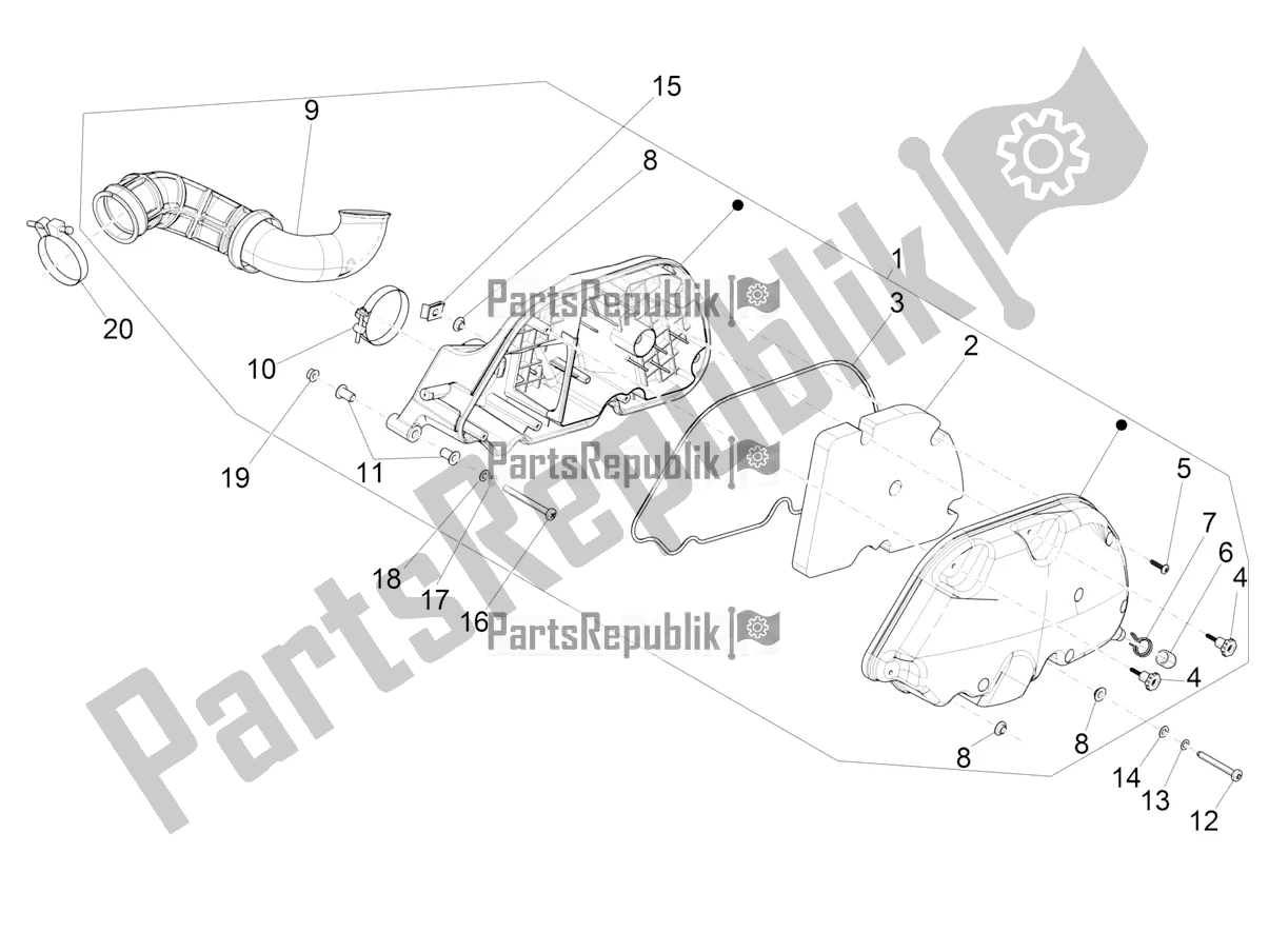 All parts for the Air Filter of the Vespa GTV 300 Seigiorni Apac 2022