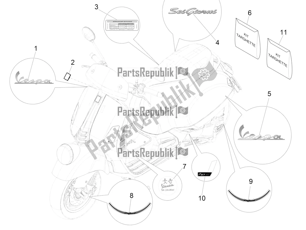 All parts for the Plates - Emblems of the Vespa GTV 300 Seigiorni Apac 2022