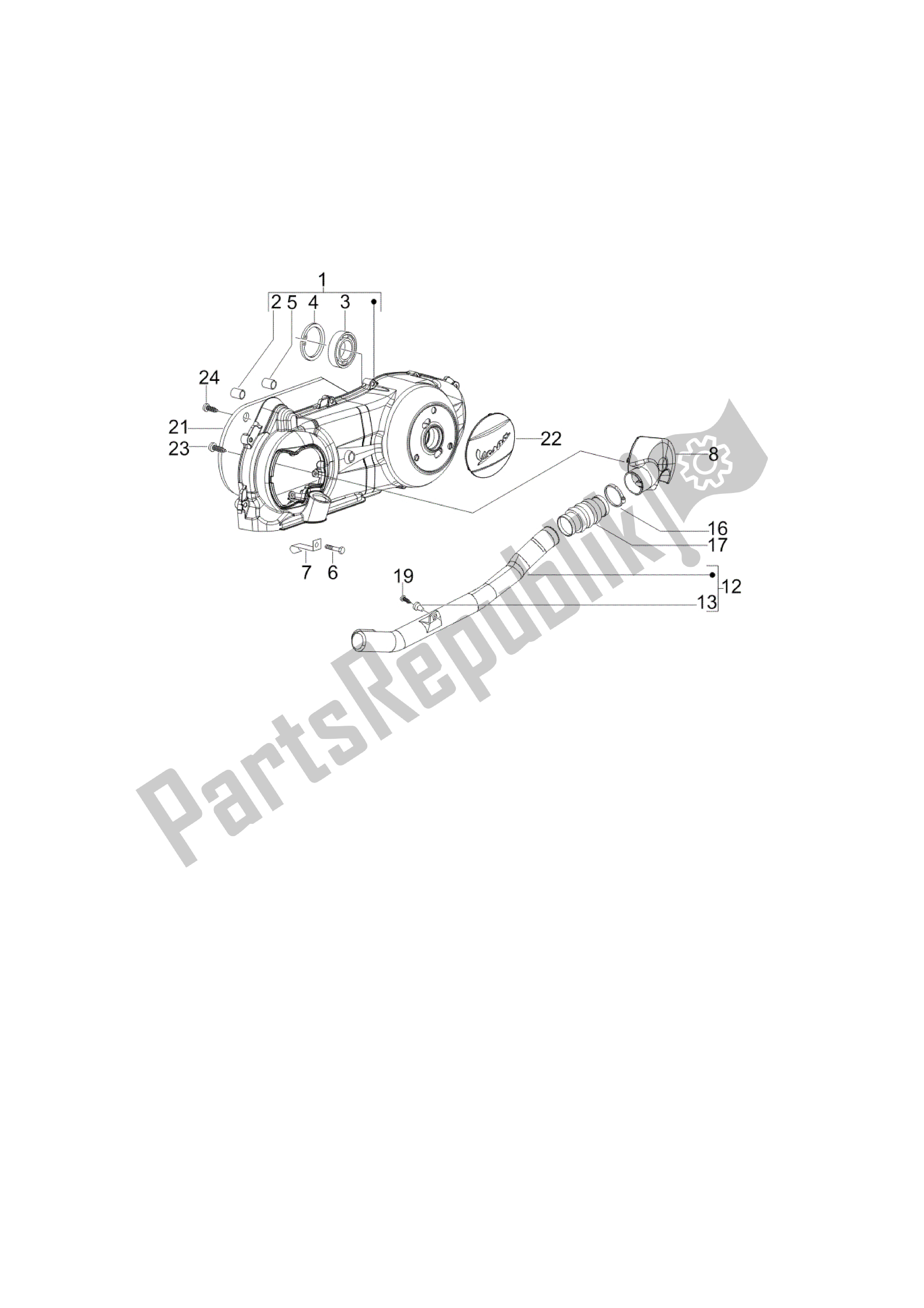 Alle onderdelen voor de Tapa Cárter - Koelacion Cárter van de Vespa LX 125 2005 - 2006