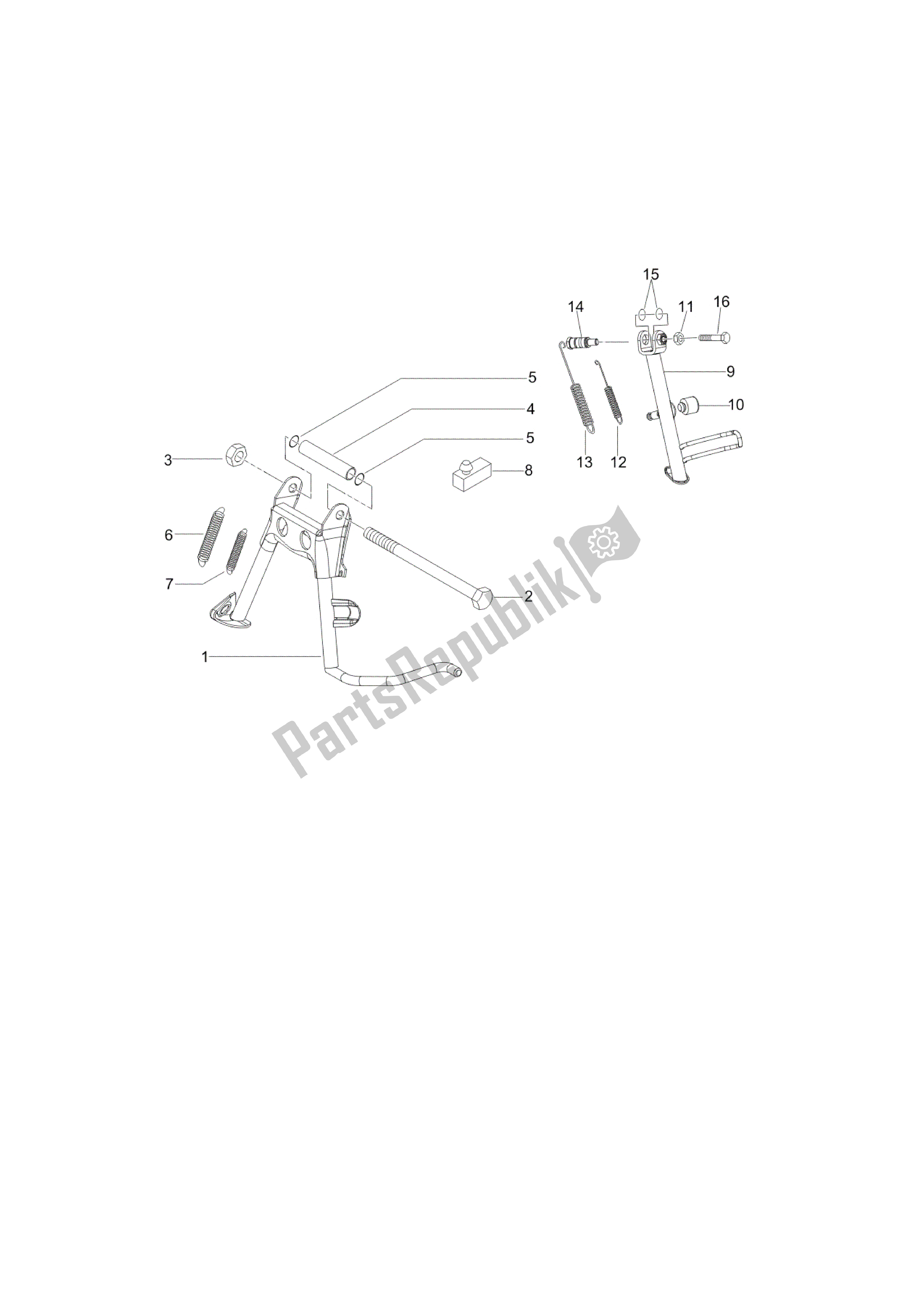 Tutte le parti per il Caballete / S del Vespa LX 125 2005 - 2006