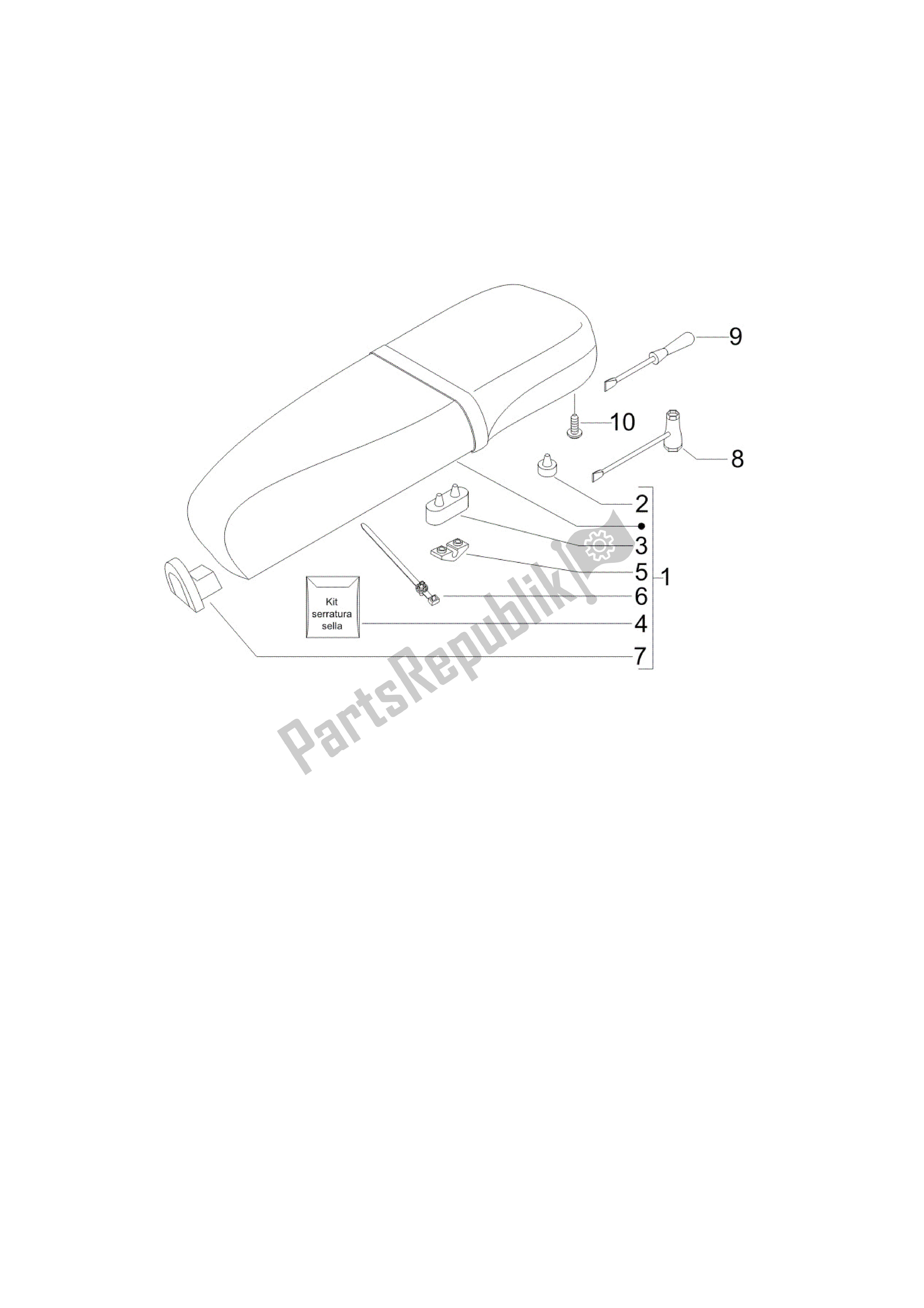 Toutes les pièces pour le Sillín / Asientos - Bolsa Herramienta du Vespa LX 125 2005 - 2006