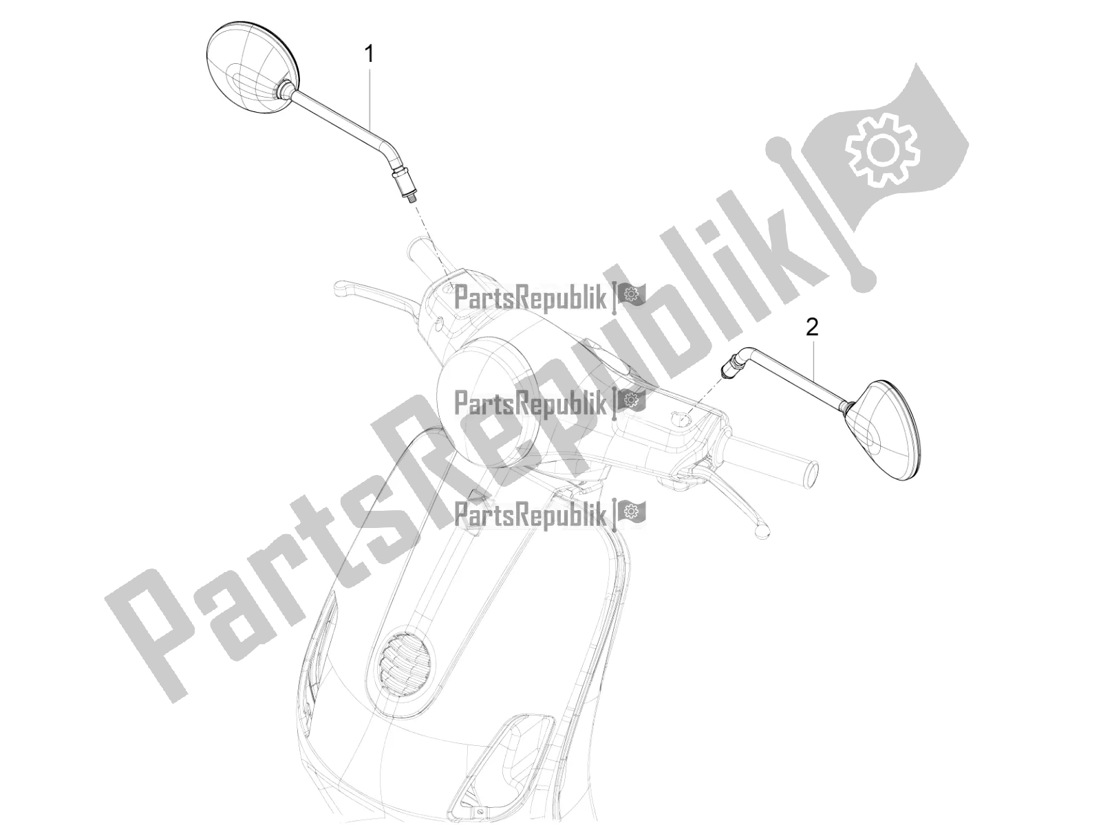 All parts for the Driving Mirror/s of the Vespa LX 125 4T 3V IE 2016
