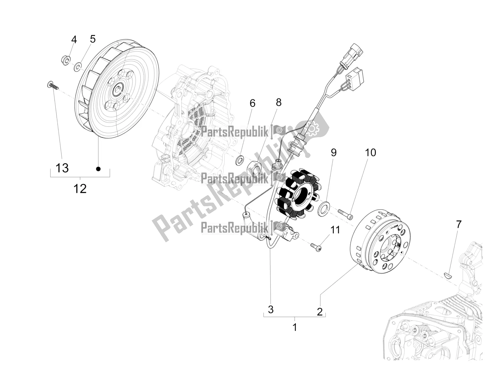 Toutes les pièces pour le Volant Magnéto du Vespa LX 125 4T 3V IE 2016