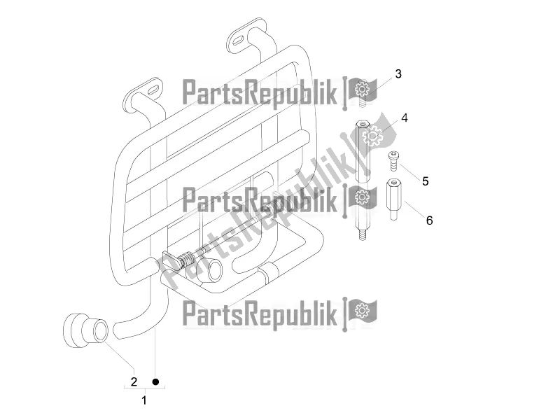 All parts for the Front Luggage Rack of the Vespa LX 125 4T 3V IE 2016