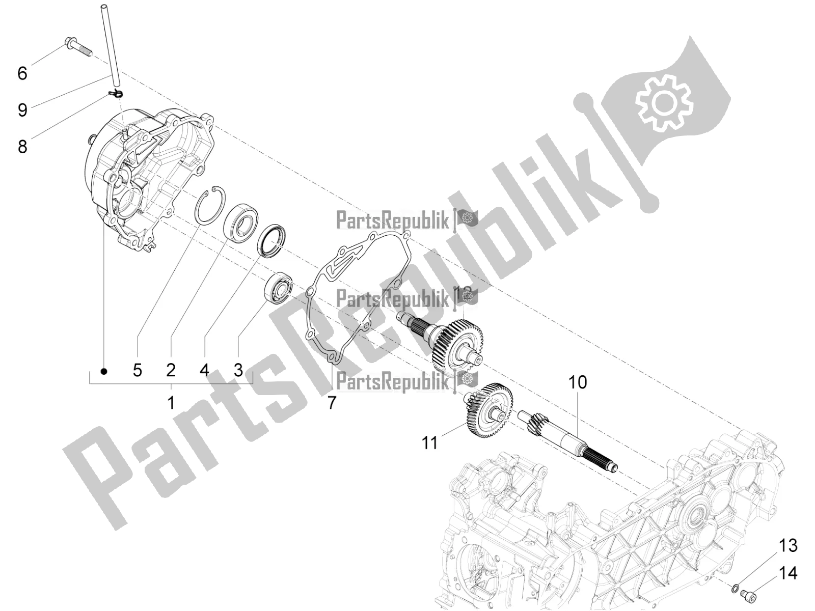 All parts for the Reduction Unit of the Vespa LX 125 4T 3V IE 2016