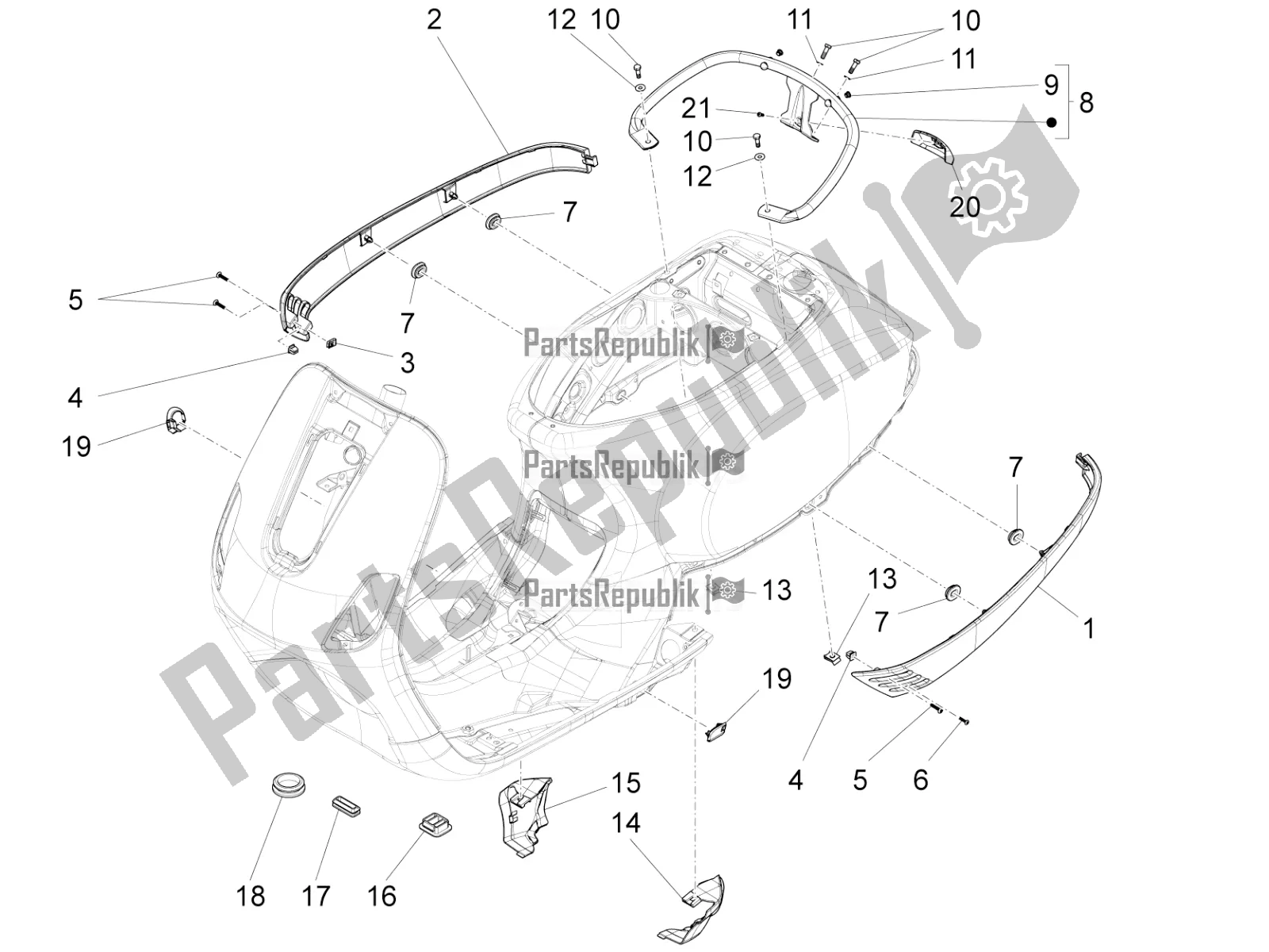 Toutes les pièces pour le Couvercle Latéral - Spoiler du Vespa LX 125 4T 3V IE 2016