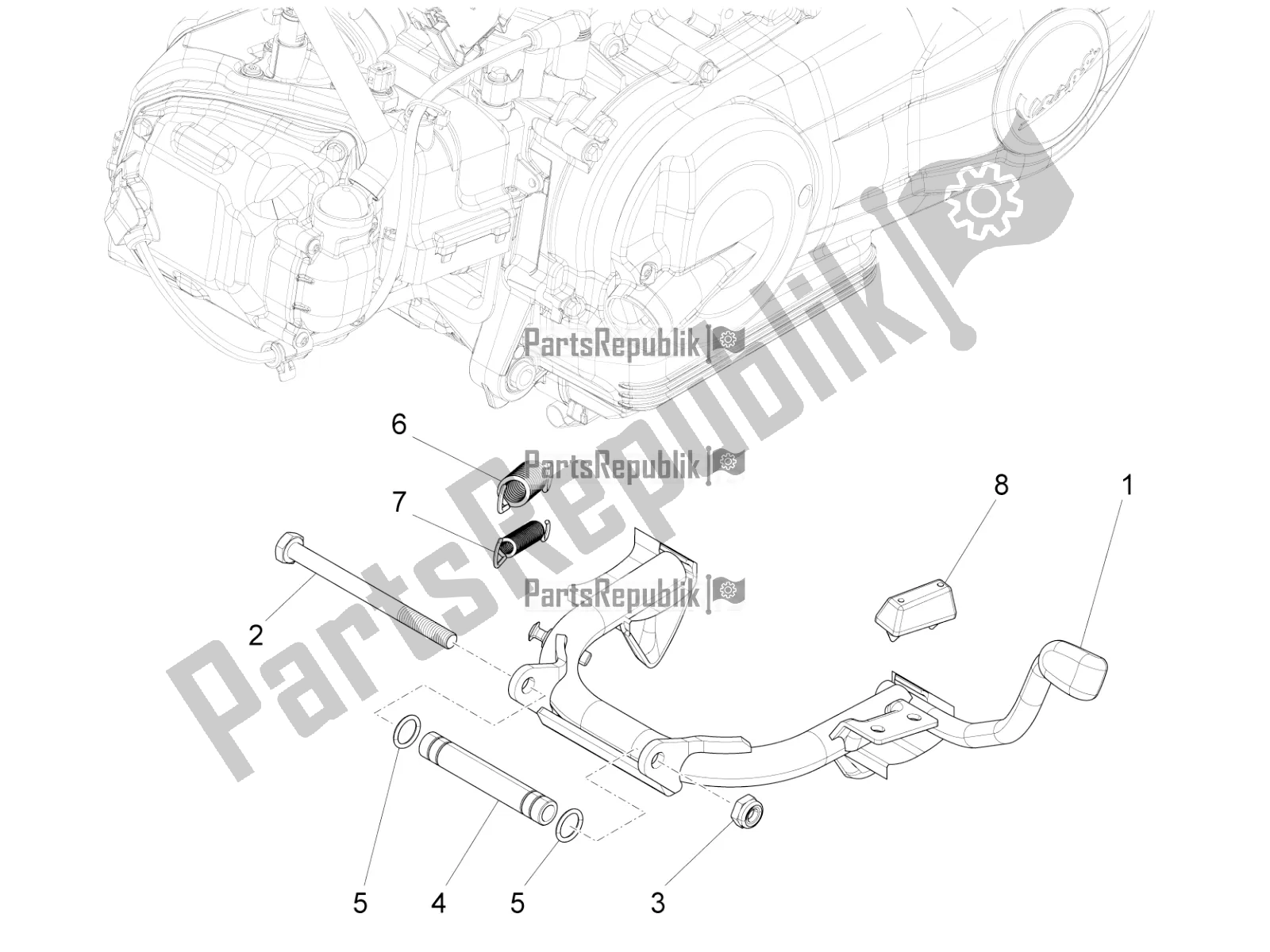 All parts for the Stand/s of the Vespa LX 125 4T 3V IE 2016