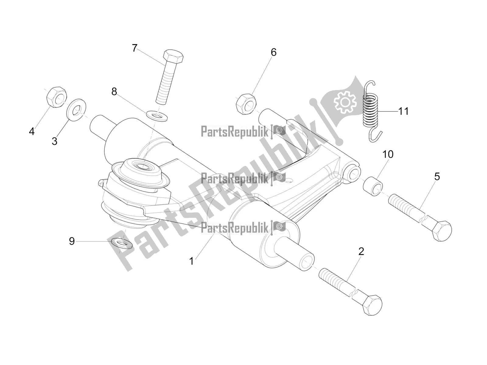 Toutes les pièces pour le Bras Oscillant du Vespa LX 125 4T 3V IE 2016