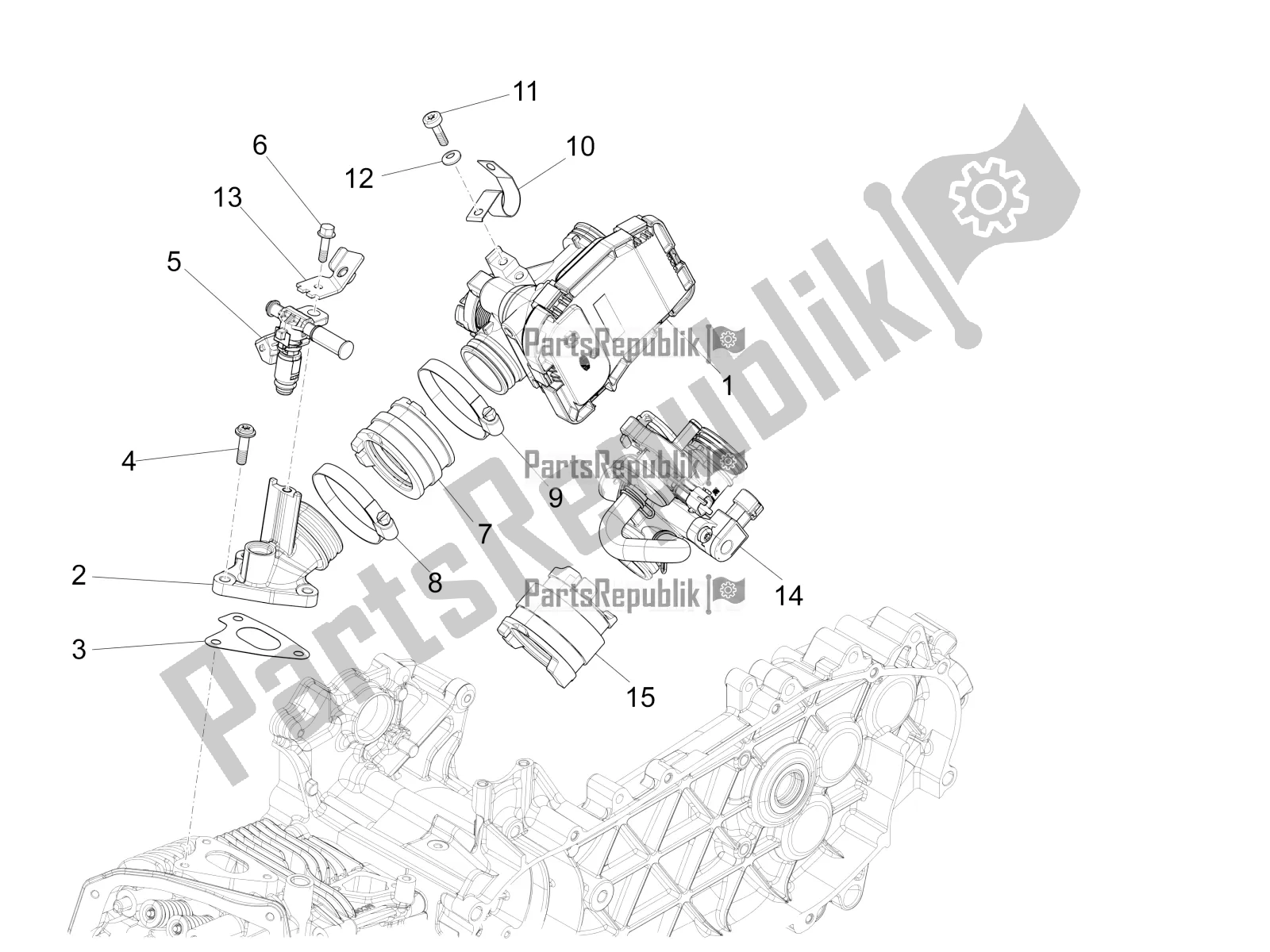 All parts for the Throttle Body - Injector - Induction Joint of the Vespa LX 125 4T 3V IE 2016