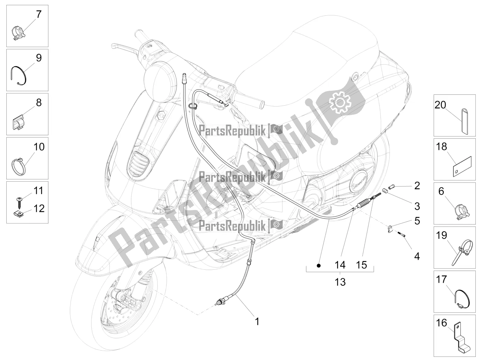 Todas as partes de Transmissões do Vespa LX 125 4T 3V IE 2016