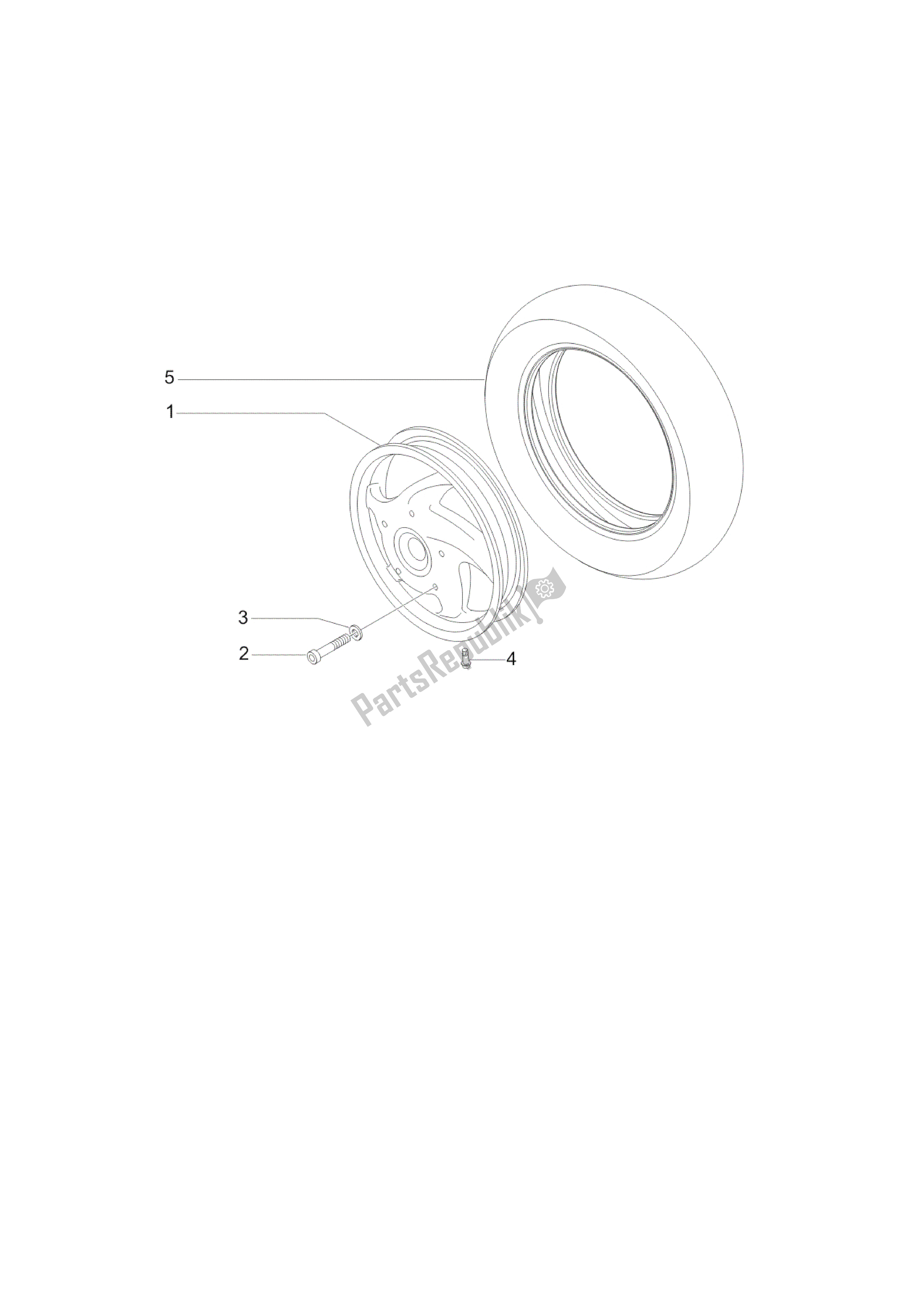 Toutes les pièces pour le Rueda Delantera du Vespa LX 125 2005 - 2006