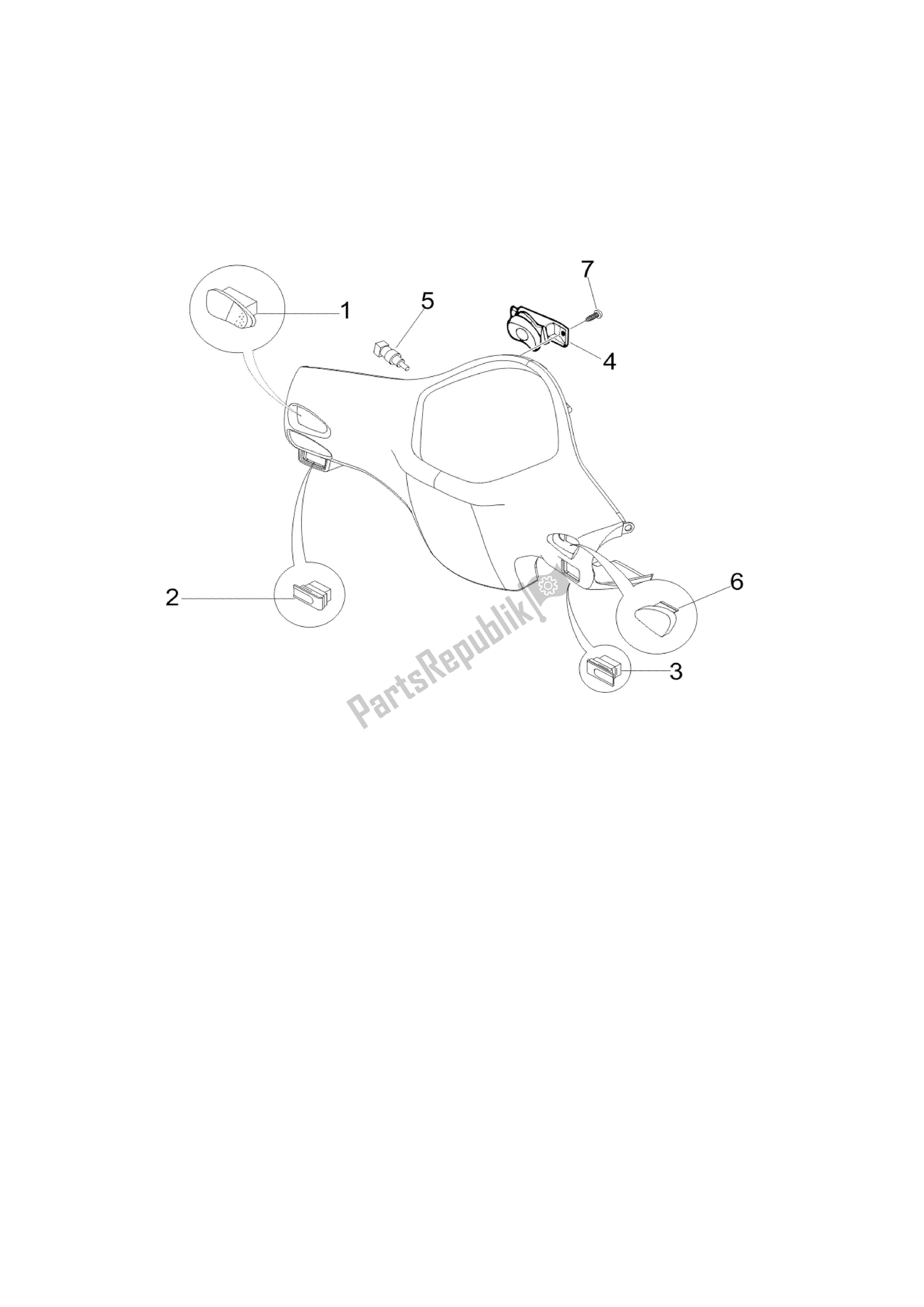 All parts for the Conmutadores - Conmutadores - Pulsadores - Interruptores of the Vespa LX 125 2005 - 2006