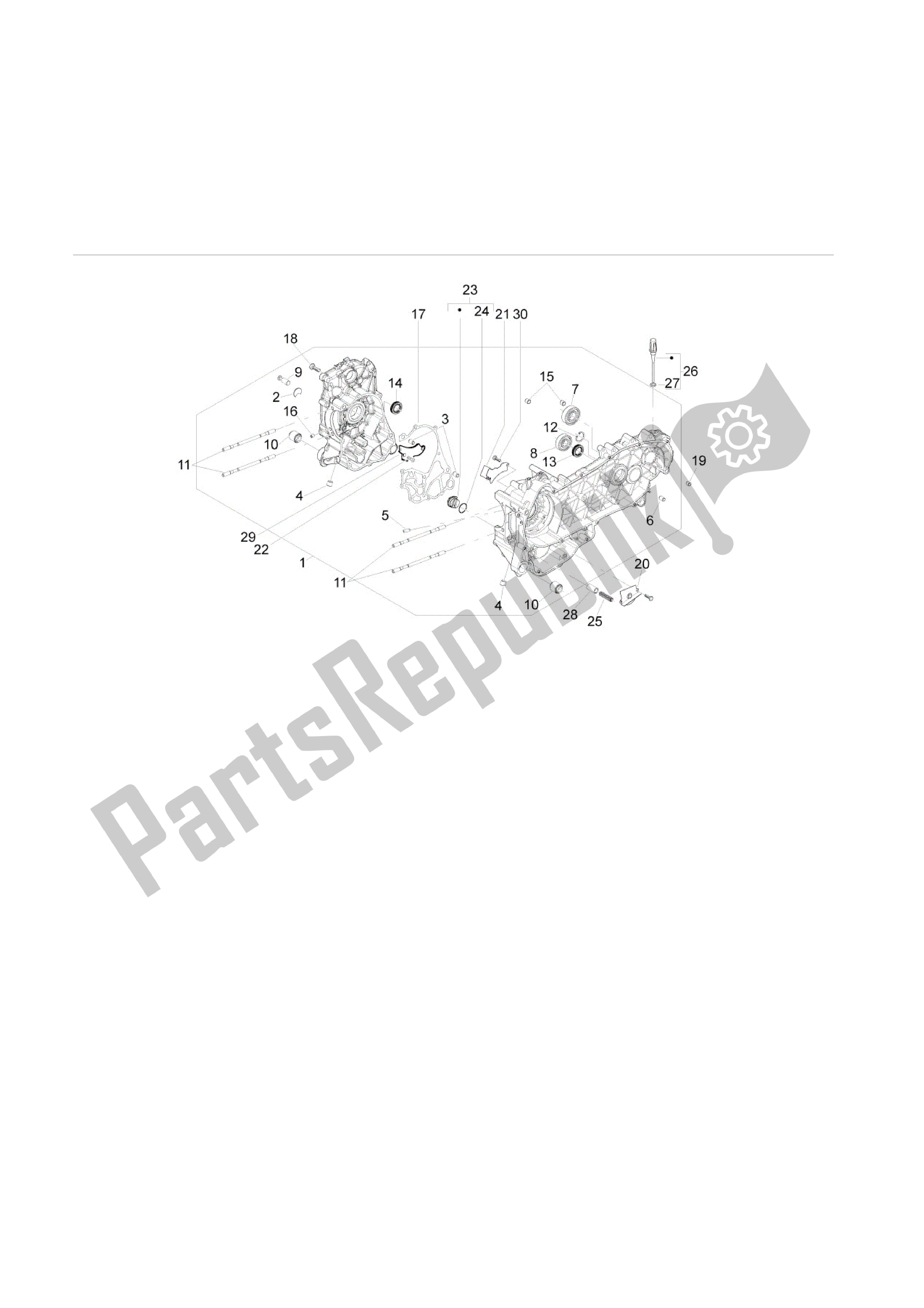 All parts for the Cárter of the Vespa LX 125 2010