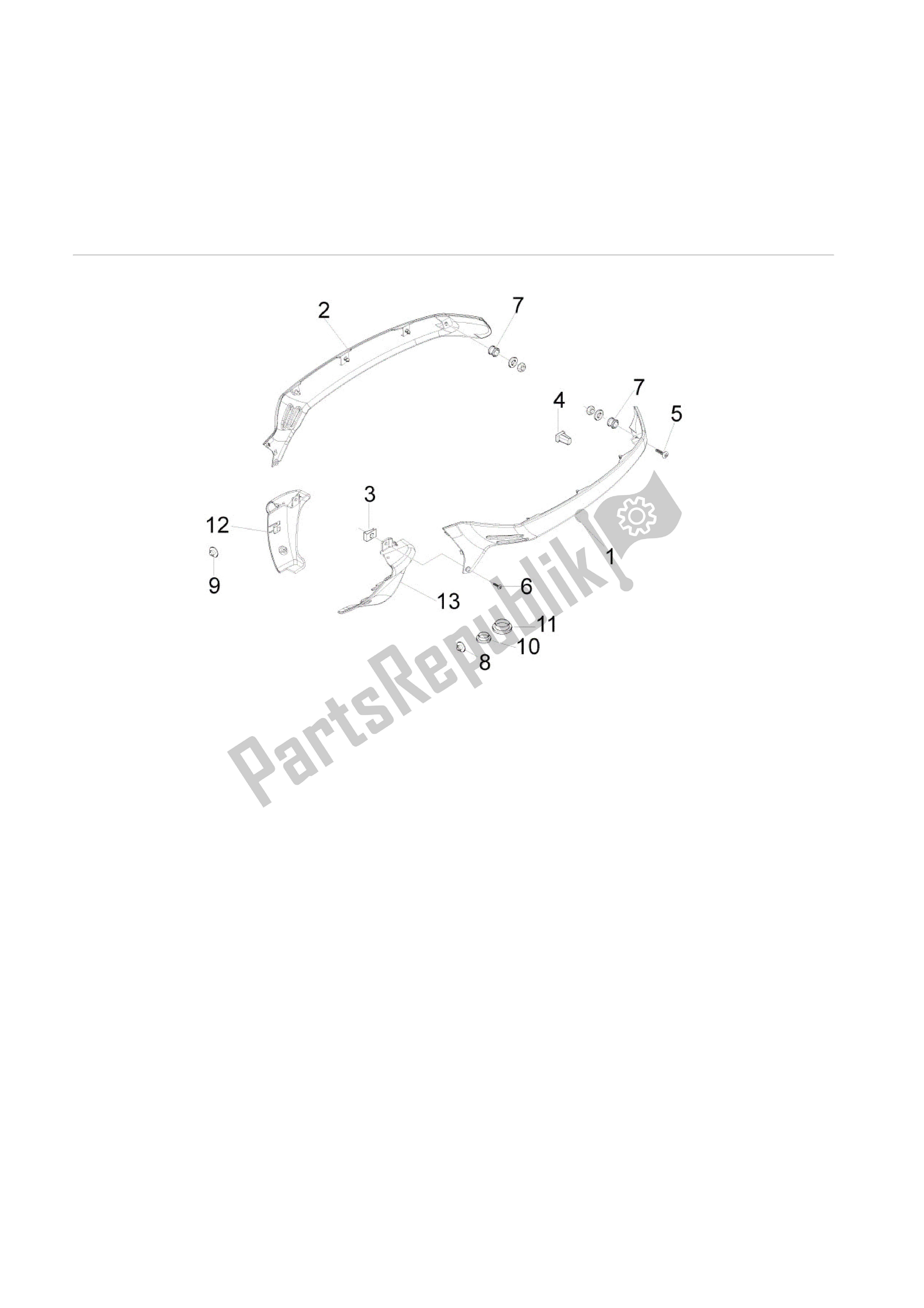 Tutte le parti per il Cubiertas Laterales - Spoiler del Vespa LX 125 2010
