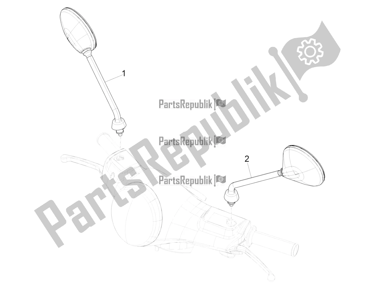 All parts for the Driving Mirror/s of the Vespa LX 125 Iget 2017