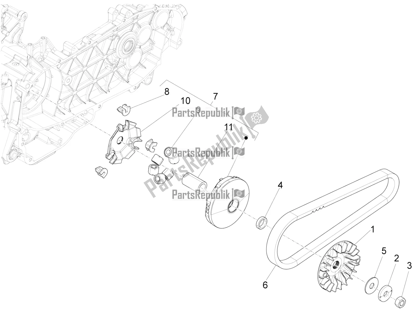 Toutes les pièces pour le Poulie Motrice du Vespa LX 125 Iget 2017