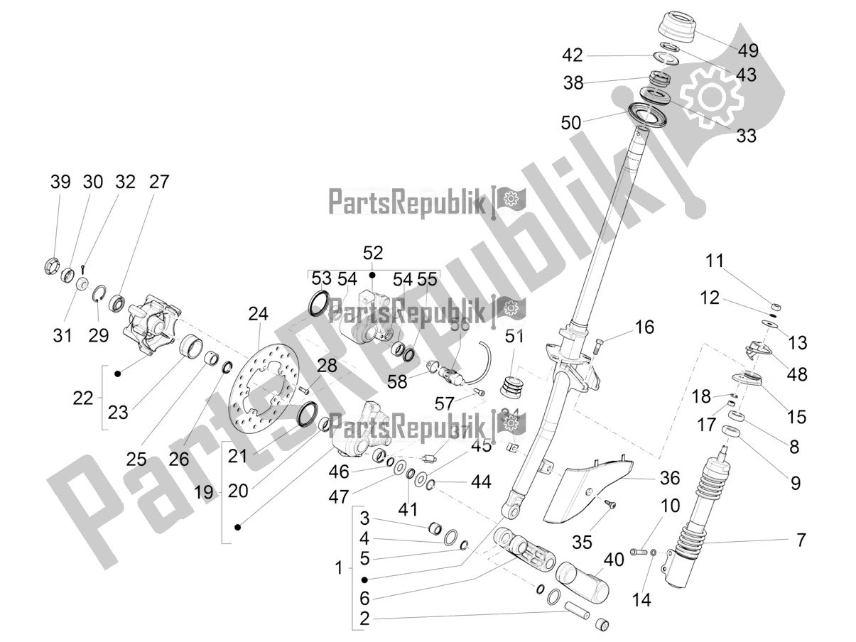 Toutes les pièces pour le Fourche / Tube De Direction - Palier De Direction du Vespa LX 125 Iget 2017