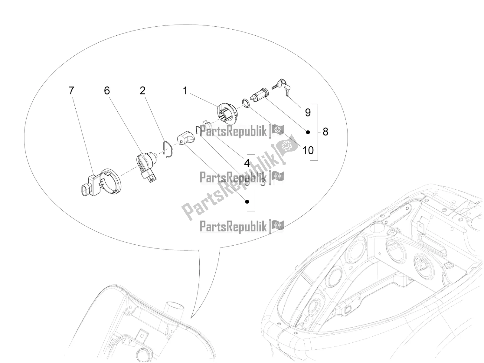 All parts for the Locks of the Vespa LX 125 Iget 2017