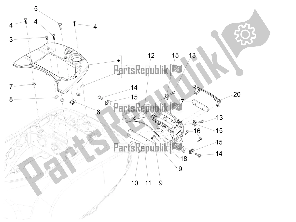 All parts for the Rear Cover - Splash Guard of the Vespa LX 125 Iget 2017