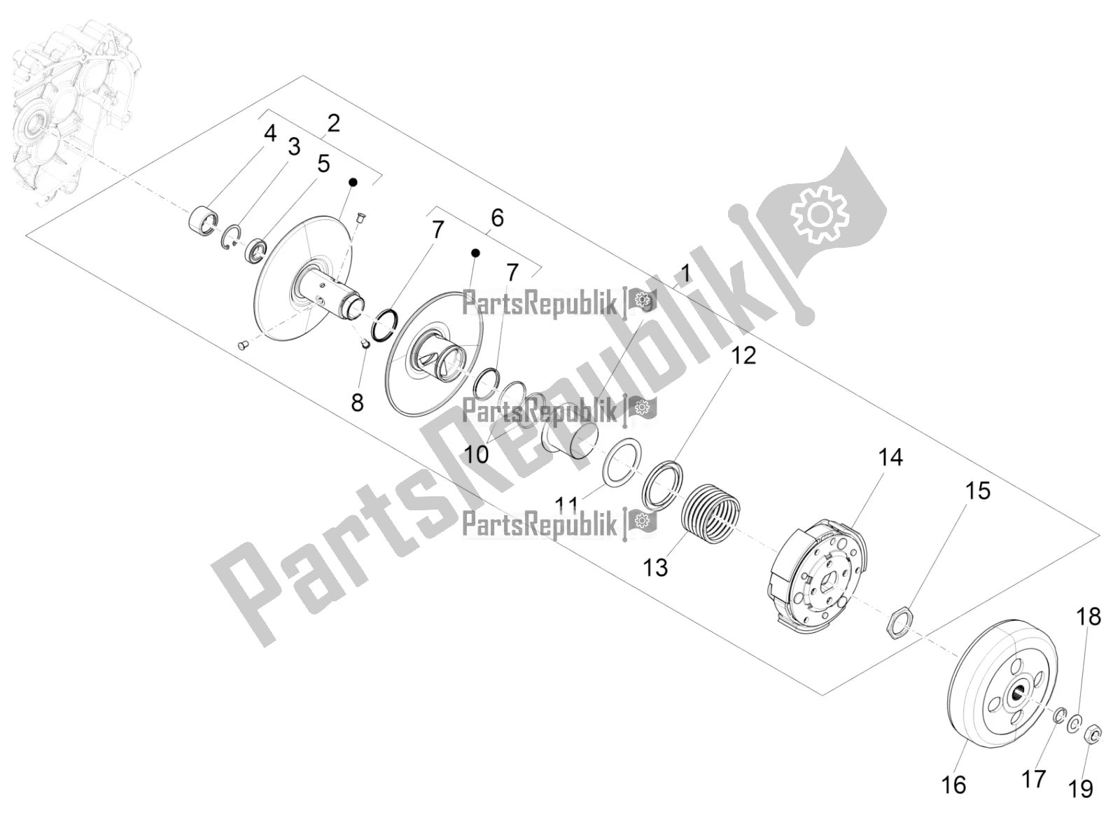 Toutes les pièces pour le Poulie Menée du Vespa LX 125 Iget 2018