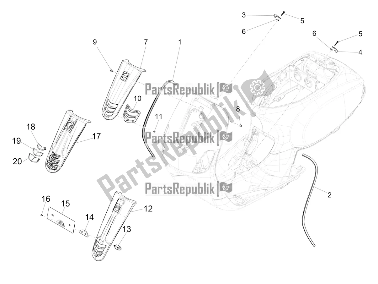 Toutes les pièces pour le Bouclier Avant du Vespa LX 125 Iget 2018