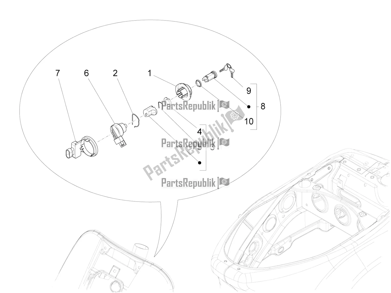 Toutes les pièces pour le Serrures du Vespa LX 125 Iget 2018