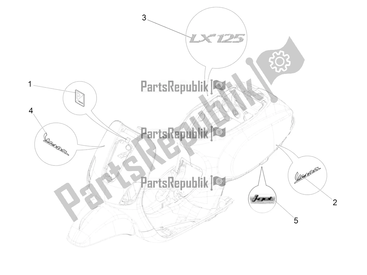 Toutes les pièces pour le Plaques - Emblèmes du Vespa LX 125 Iget 2018