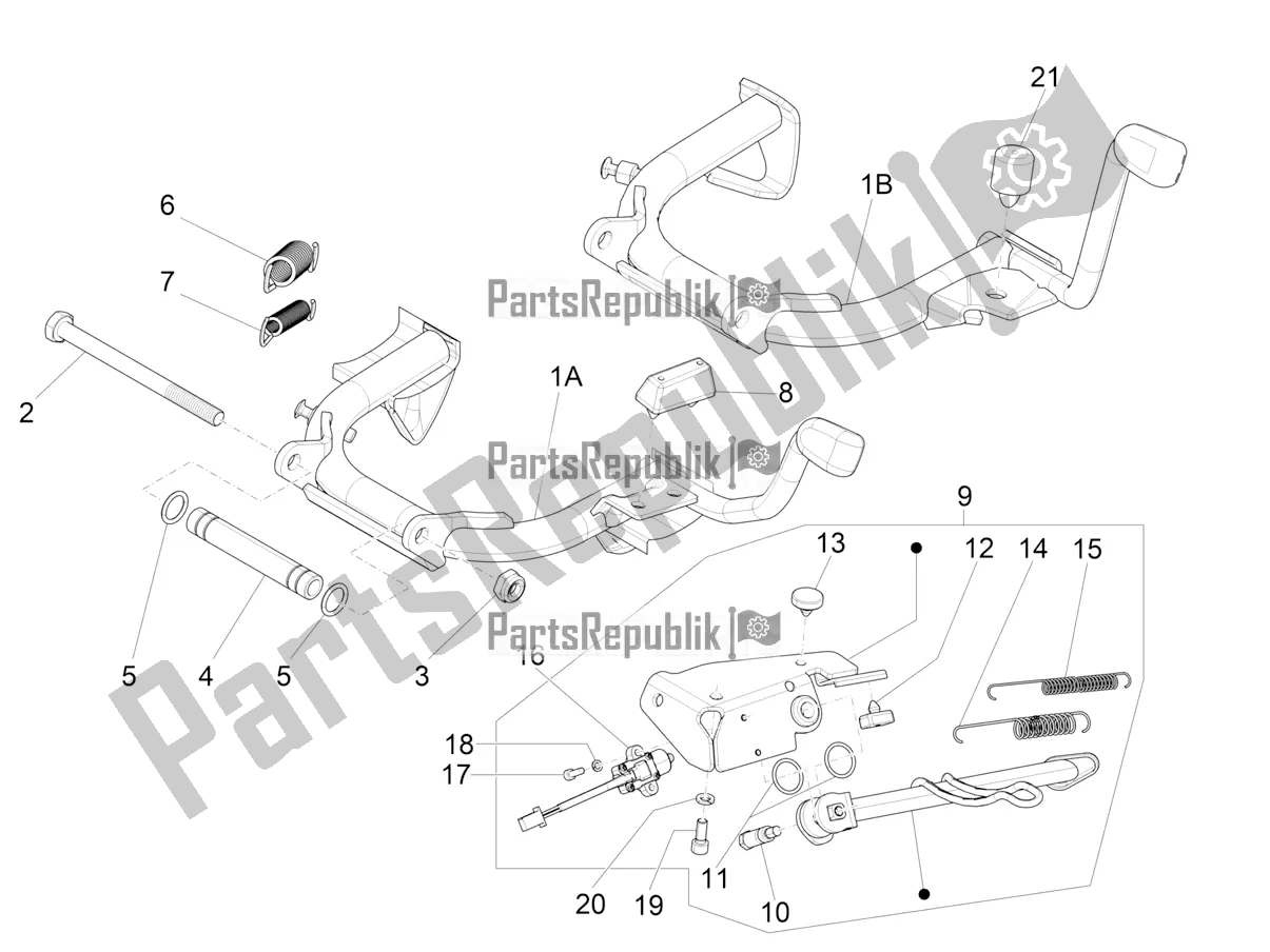 All parts for the Stand/s of the Vespa LX 125 Iget 2018