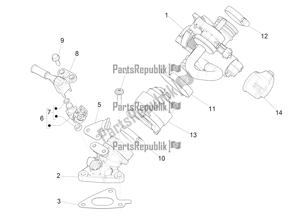 All parts for the Throttle Body - Injector - Induction Joint of the Vespa LX 125 Iget 2018