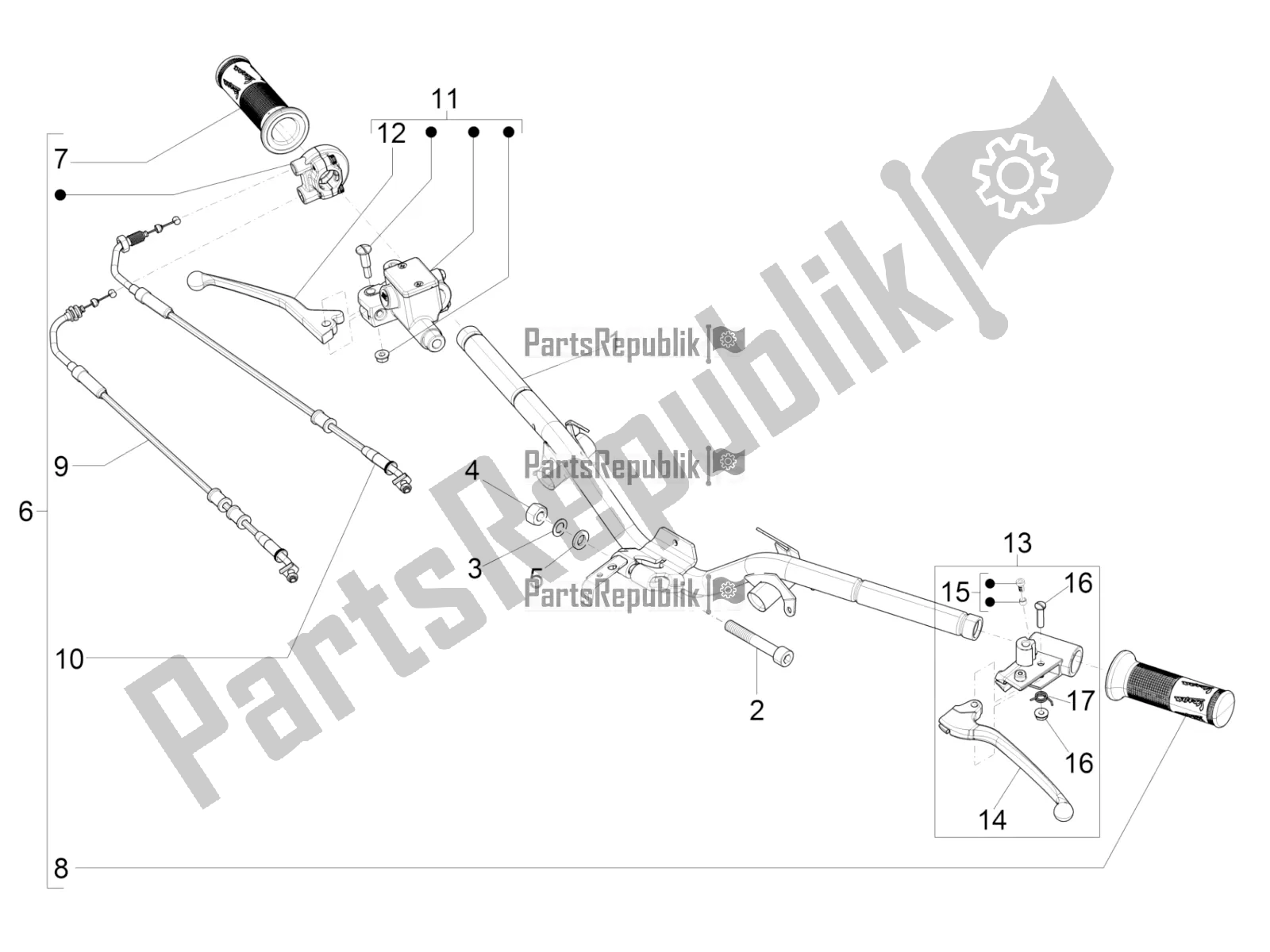 Toutes les pièces pour le Guidon - Master Cil. Du Vespa LX 125 Iget 2019