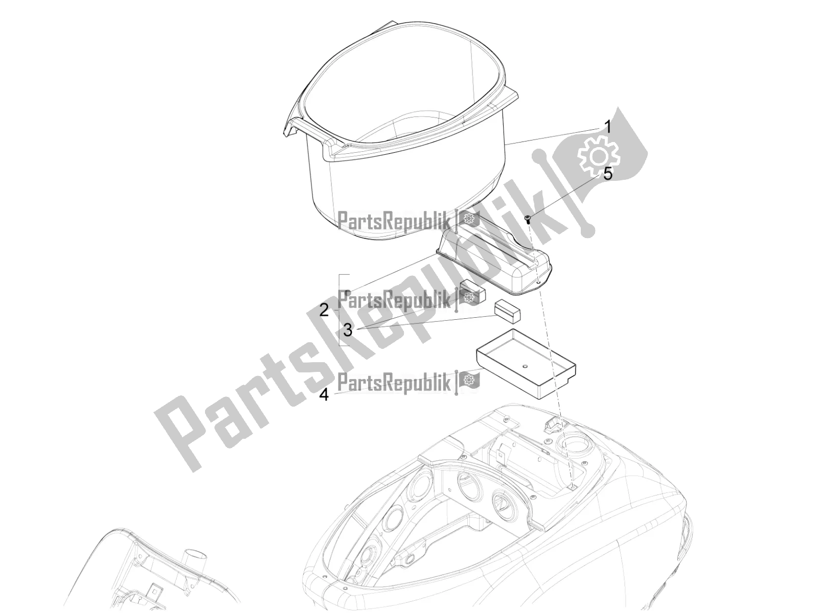 All parts for the Helmet Huosing - Undersaddle of the Vespa LX 125 Iget 2019
