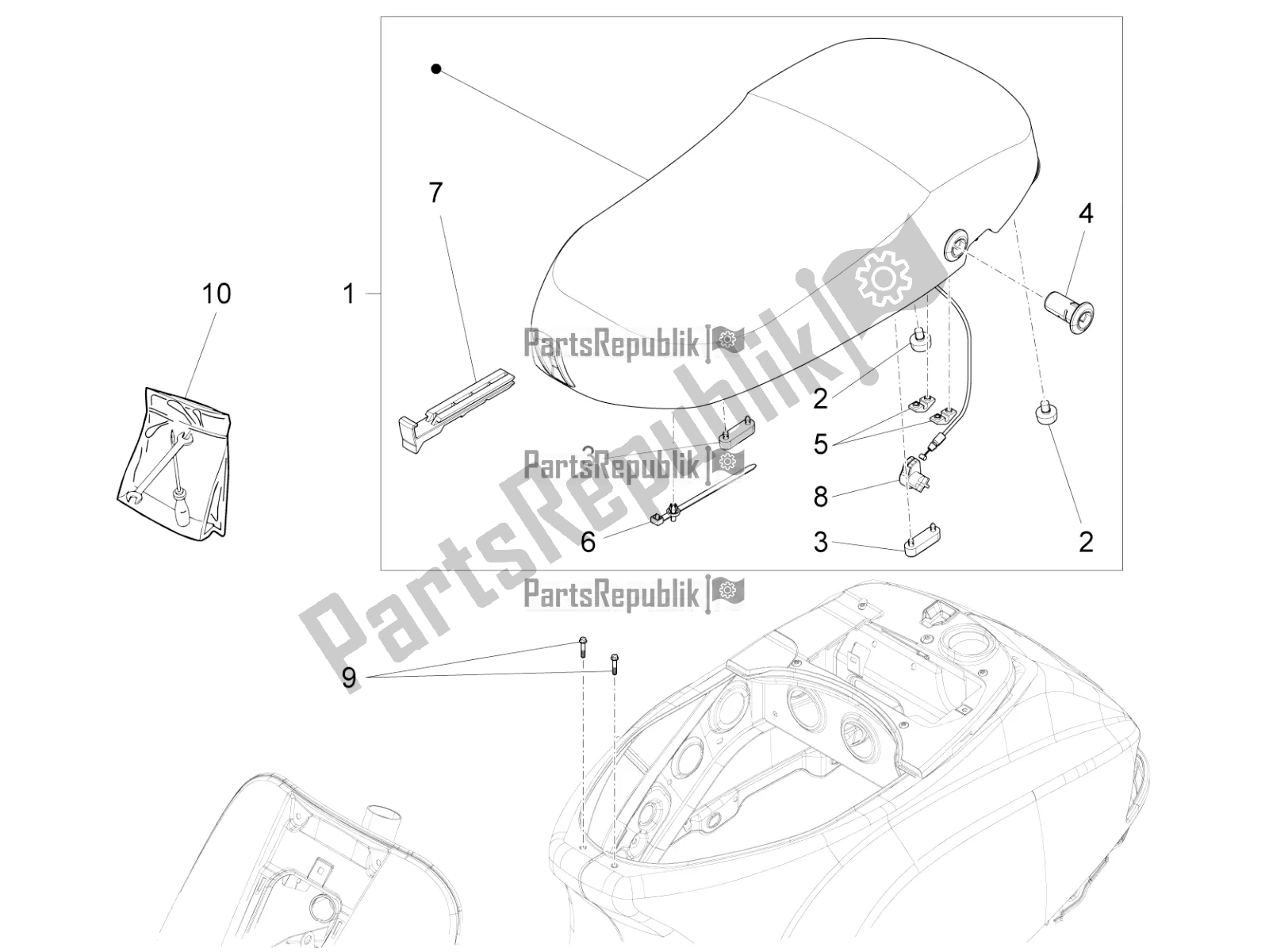 Toutes les pièces pour le Selle / Sièges du Vespa LX 125 Iget 2019